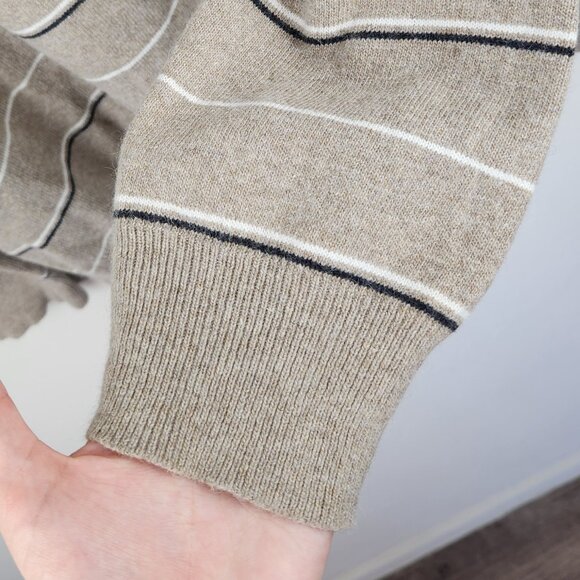 Basco VTG Cotton Cashmere Angora Blend Knit Striped Raglan Sleeve Polo Sweater M - Picture 8 of 10